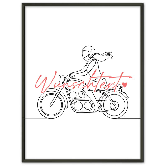 Lineart Poster Motorradfahren Geschenk Tochter & Schwester für Motorradfahrer Motorradfahrerin Motorcycling
