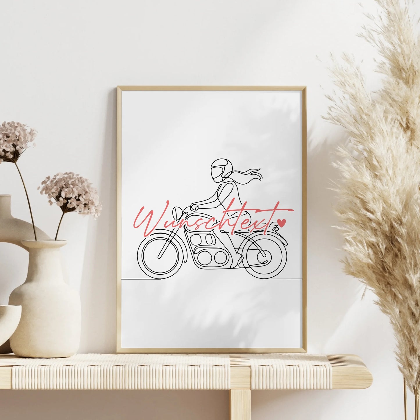 Lineart Poster Motorradfahren Geschenk Tochter & Schwester für Motorradfahrer Motorradfahrerin Motorcycling