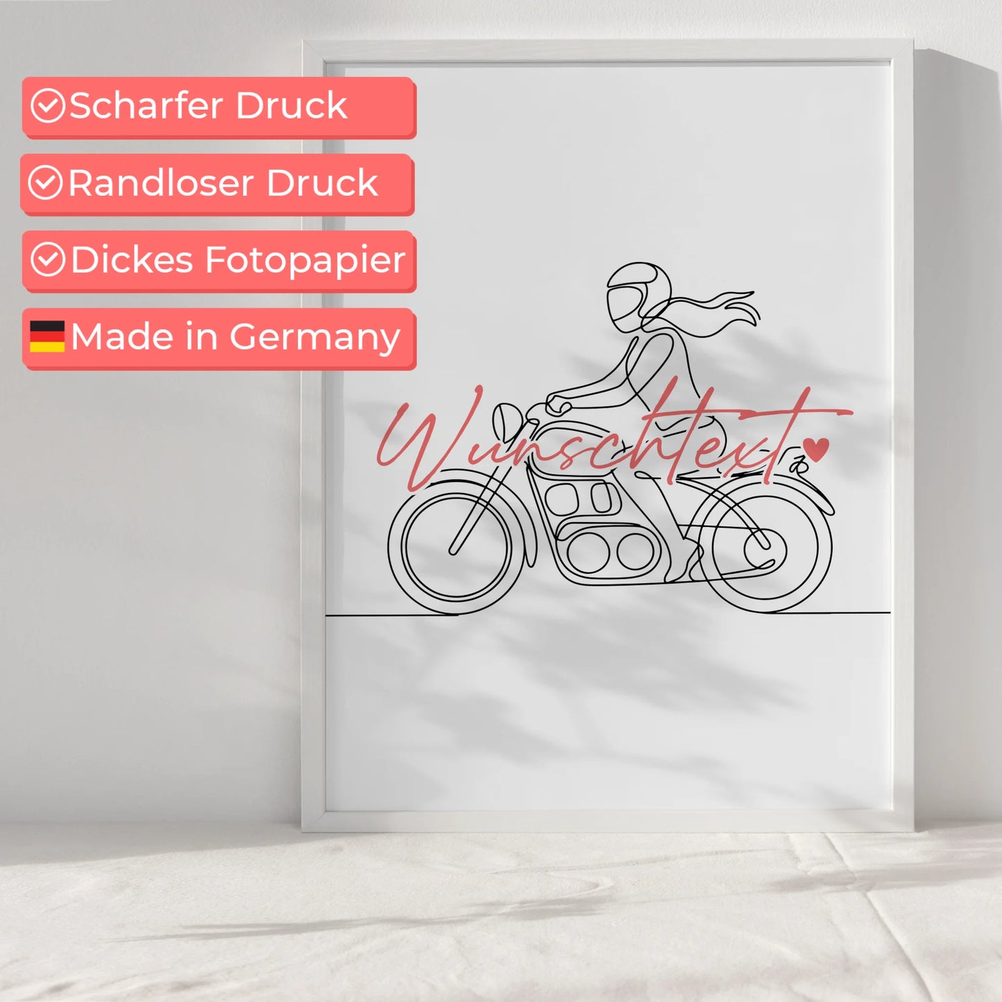 Lineart Poster Motorradfahren Geschenk Tochter & Schwester für Motorradfahrer Motorradfahrerin Motorcycling