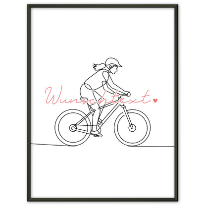 Personalisiertes Poster Lineart Mountainbiken Geschenk Tochter & Schwester für Mountainbiker Mountainbikerin Mountain biking