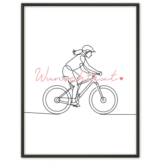Personalisiertes Poster Lineart Mountainbiken Geschenk Tochter & Schwester für Mountainbiker Mountainbikerin Mountain biking