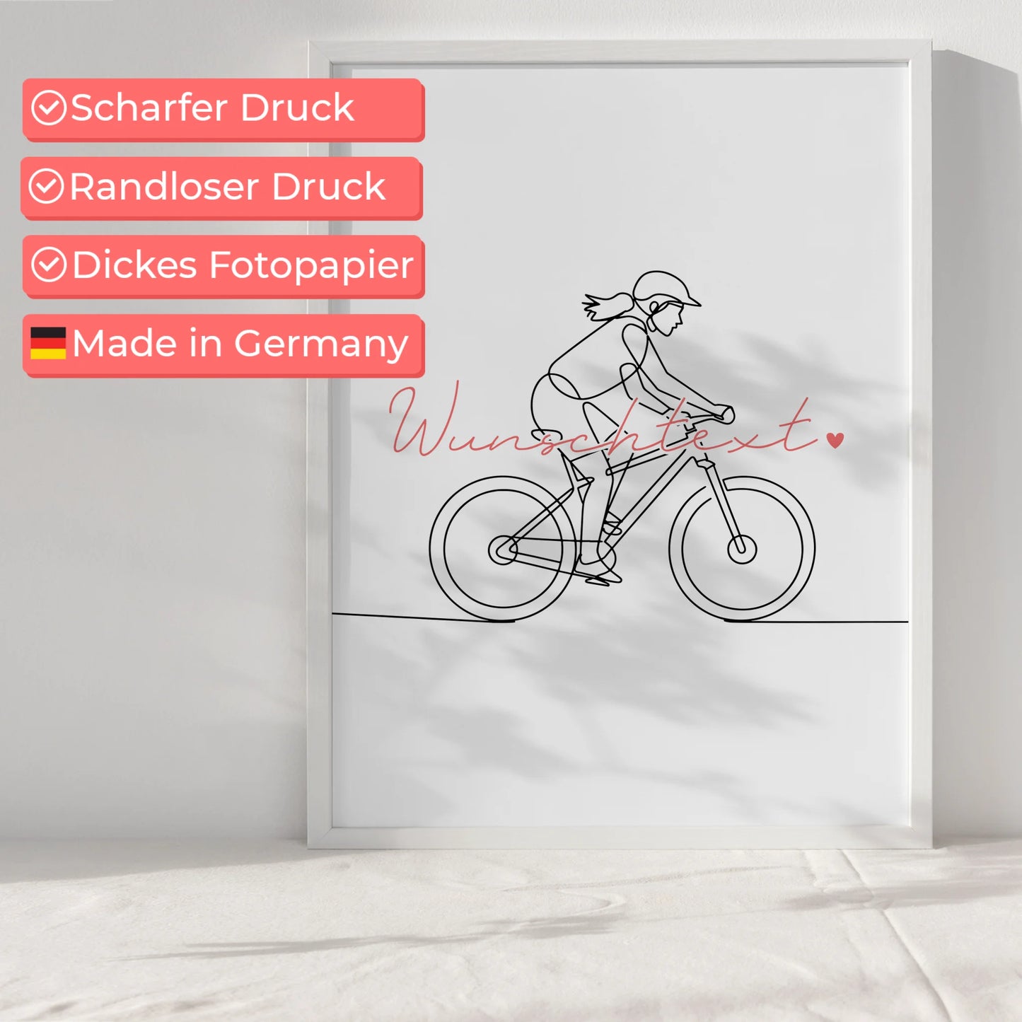 Personalisiertes Poster Lineart Mountainbiken Geschenk Tochter & Schwester für Mountainbiker Mountainbikerin Mountain biking