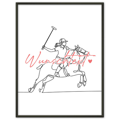 Lineart Poster Personalisiert Polo Geschenk Tochter & Schwester für Polospieler Polospielerin polo