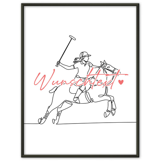 Lineart Poster Personalisiert Polo Geschenk Tochter & Schwester für Polospieler Polospielerin polo