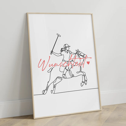 Lineart Poster Personalisiert Polo Geschenk Tochter & Schwester für Polospieler Polospielerin polo