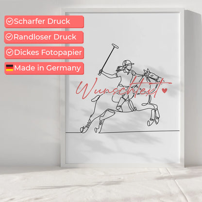 Lineart Poster Personalisiert Polo Geschenk Tochter & Schwester für Polospieler Polospielerin polo