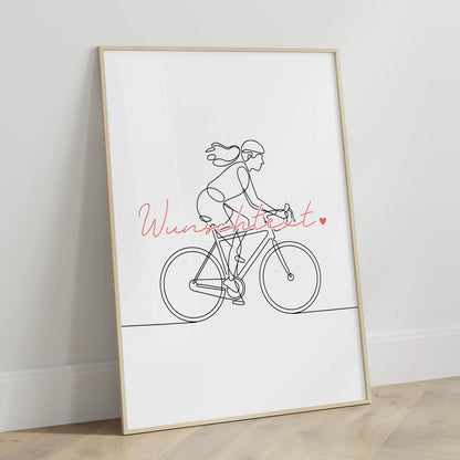 Lineart Poster Radfahren Geschenk Tochter & Schwester für Radfahrer Radfahrerin Ride a bike