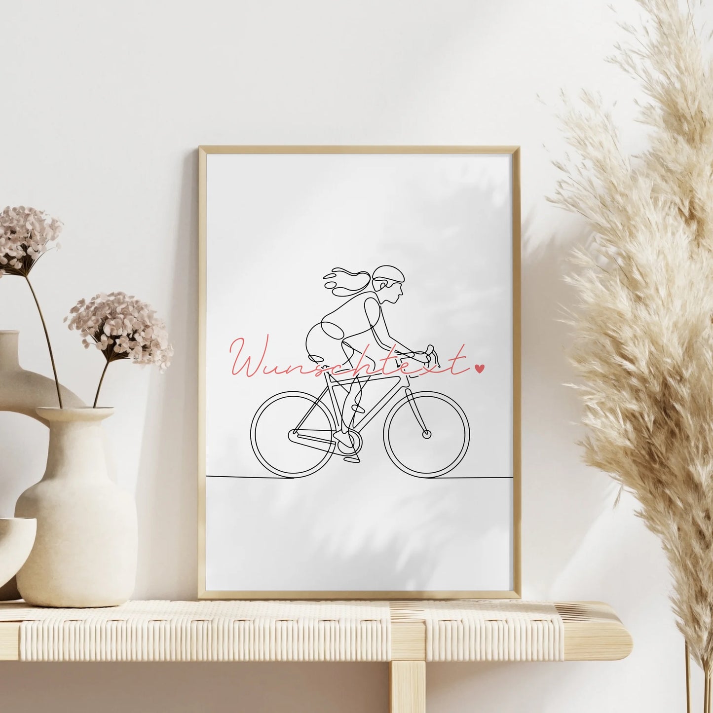 Lineart Poster Radfahren Geschenk Tochter & Schwester für Radfahrer Radfahrerin Ride a bike