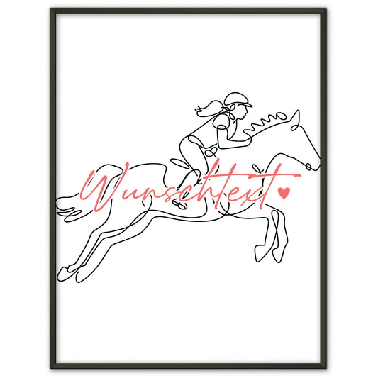 Personalisiertes Poster Lineart Reitsport Geschenk Tochter & Schwester für Reitsportler Reitsportlerin Equestrian sport