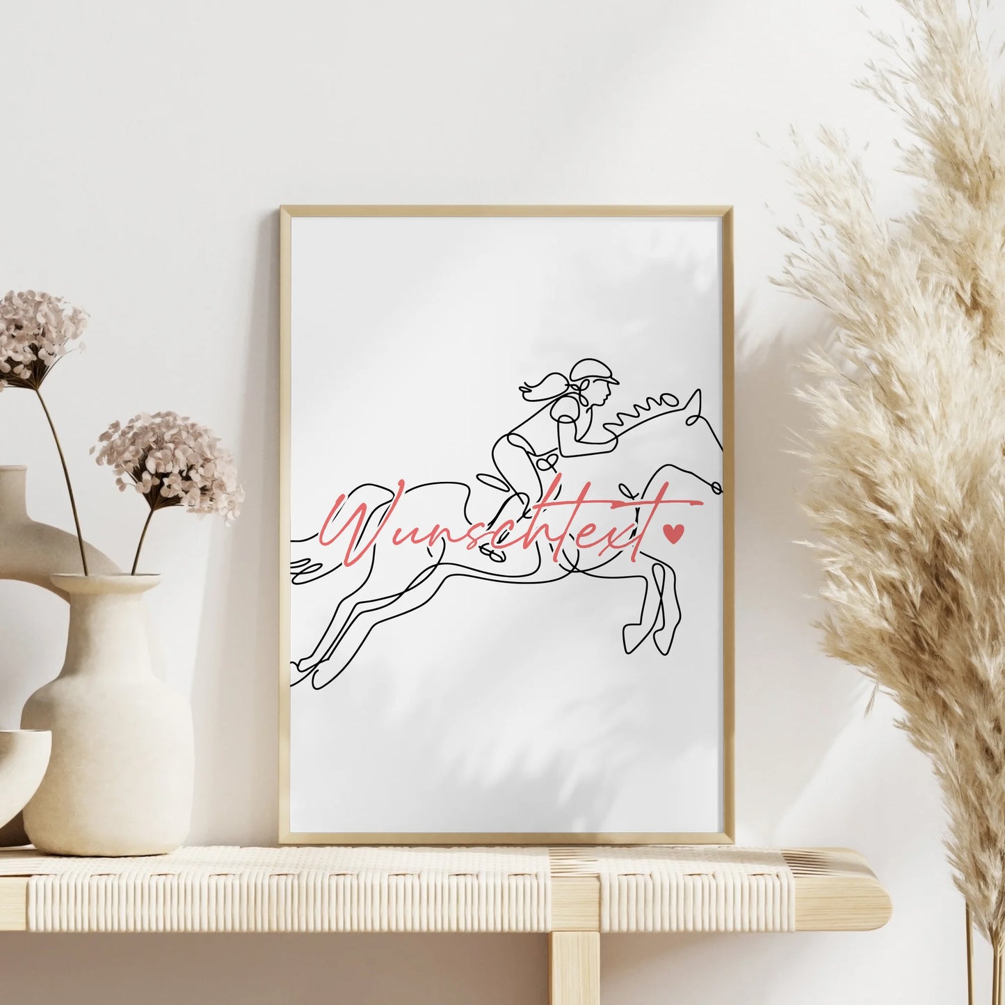 Personalisiertes Poster Lineart Reitsport Geschenk Tochter & Schwester für Reitsportler Reitsportlerin Equestrian sport