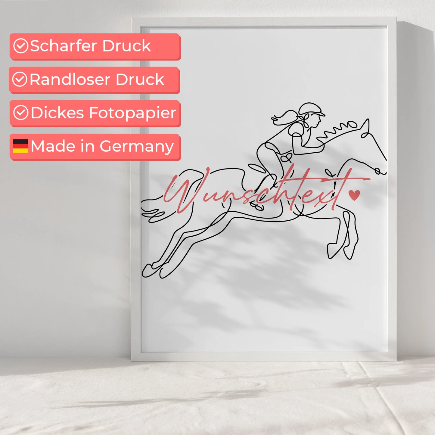 Personalisiertes Poster Lineart Reitsport Geschenk Tochter & Schwester für Reitsportler Reitsportlerin Equestrian sport