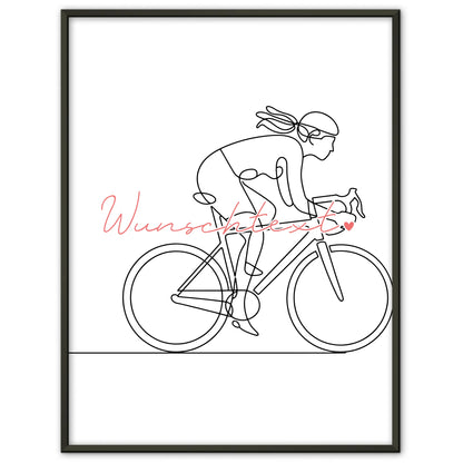 Lineart Poster Personalisiert Rennradfahren Geschenk Tochter & Schwester für Rennradfahrer Rennradfahrerin Road cycling