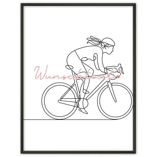 Lineart Poster Personalisiert Rennradfahren Geschenk Tochter & Schwester für Rennradfahrer Rennradfahrerin Road cycling