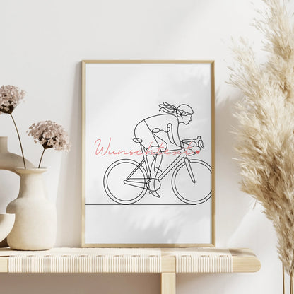 Lineart Poster Personalisiert Rennradfahren Geschenk Tochter & Schwester für Rennradfahrer Rennradfahrerin Road cycling
