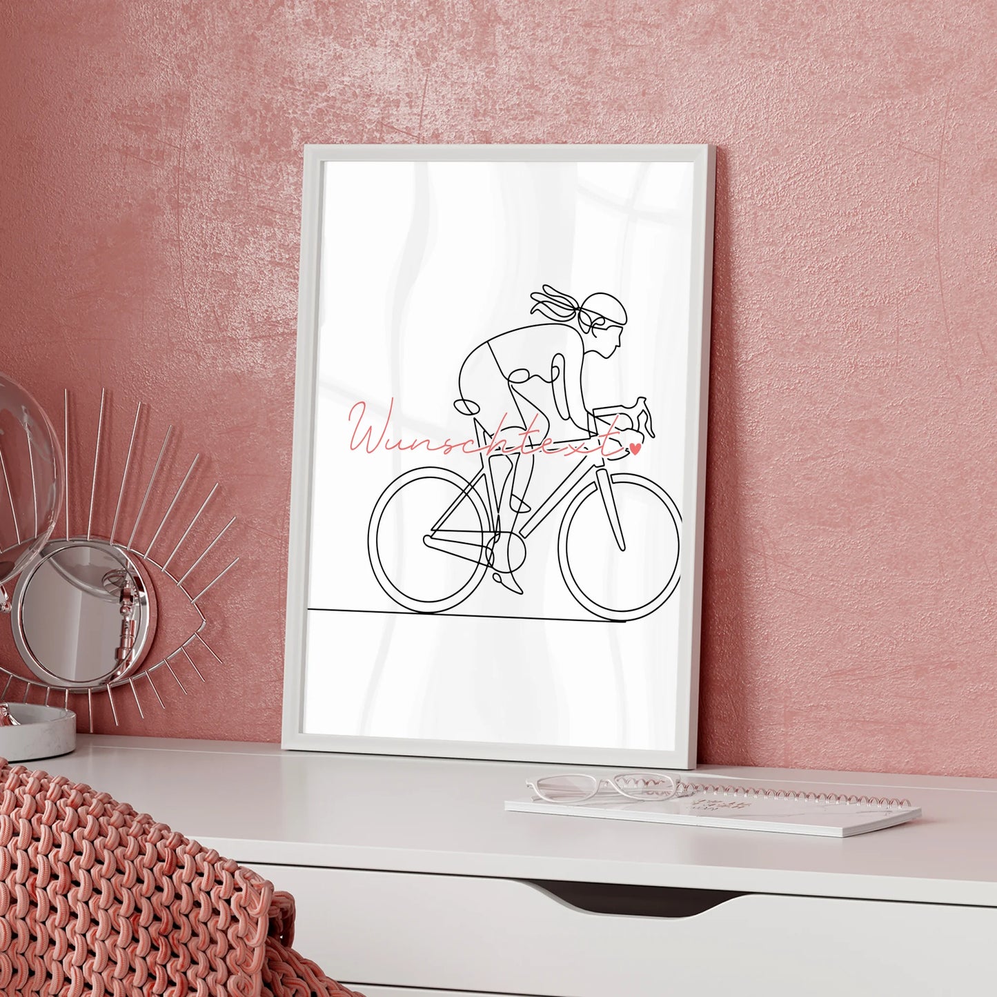 Lineart Poster Personalisiert Rennradfahren Geschenk Tochter & Schwester für Rennradfahrer Rennradfahrerin Road cycling