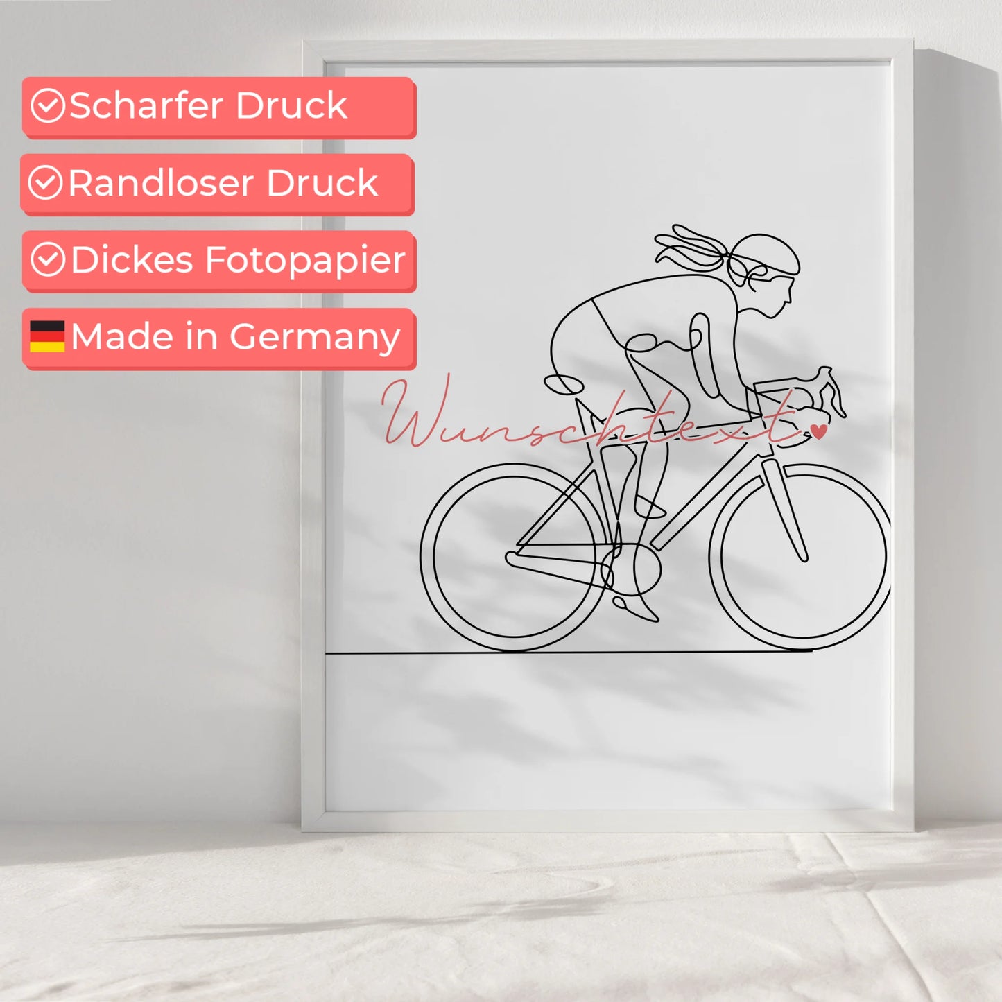 Lineart Poster Personalisiert Rennradfahren Geschenk Tochter & Schwester für Rennradfahrer Rennradfahrerin Road cycling