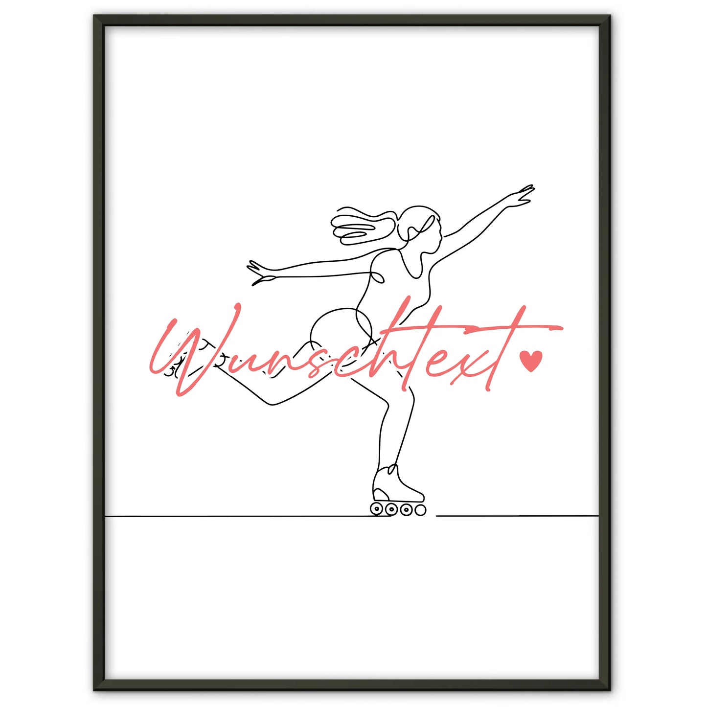 Lineart Poster Rollschuhlaufen Geschenk Tochter & Schwester für Rollschuhläufer Rollschuhläuferin Roller skating