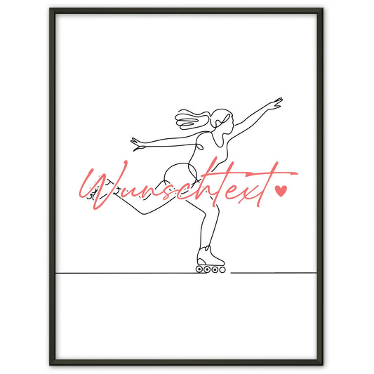 Lineart Poster Rollschuhlaufen Geschenk Tochter & Schwester für Rollschuhläufer Rollschuhläuferin Roller skating