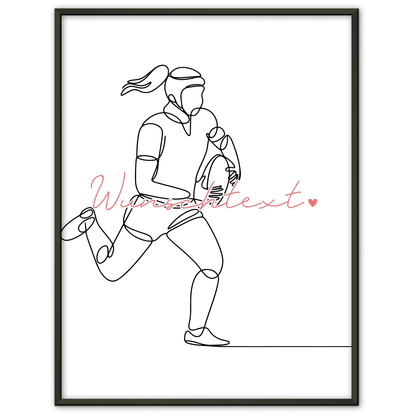 Personalisiertes Poster Lineart Rugby Geschenk Tochter & Schwester für Rugbyspieler Rugbyspielerin rugby