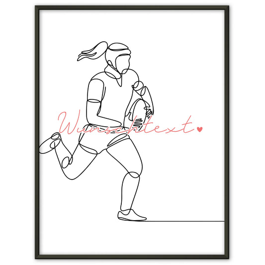 Personalisiertes Poster Lineart Rugby Geschenk Tochter & Schwester für Rugbyspieler Rugbyspielerin rugby