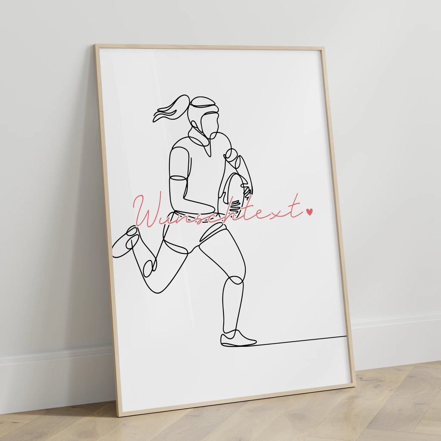 Personalisiertes Poster Lineart Rugby Geschenk Tochter & Schwester für Rugbyspieler Rugbyspielerin rugby