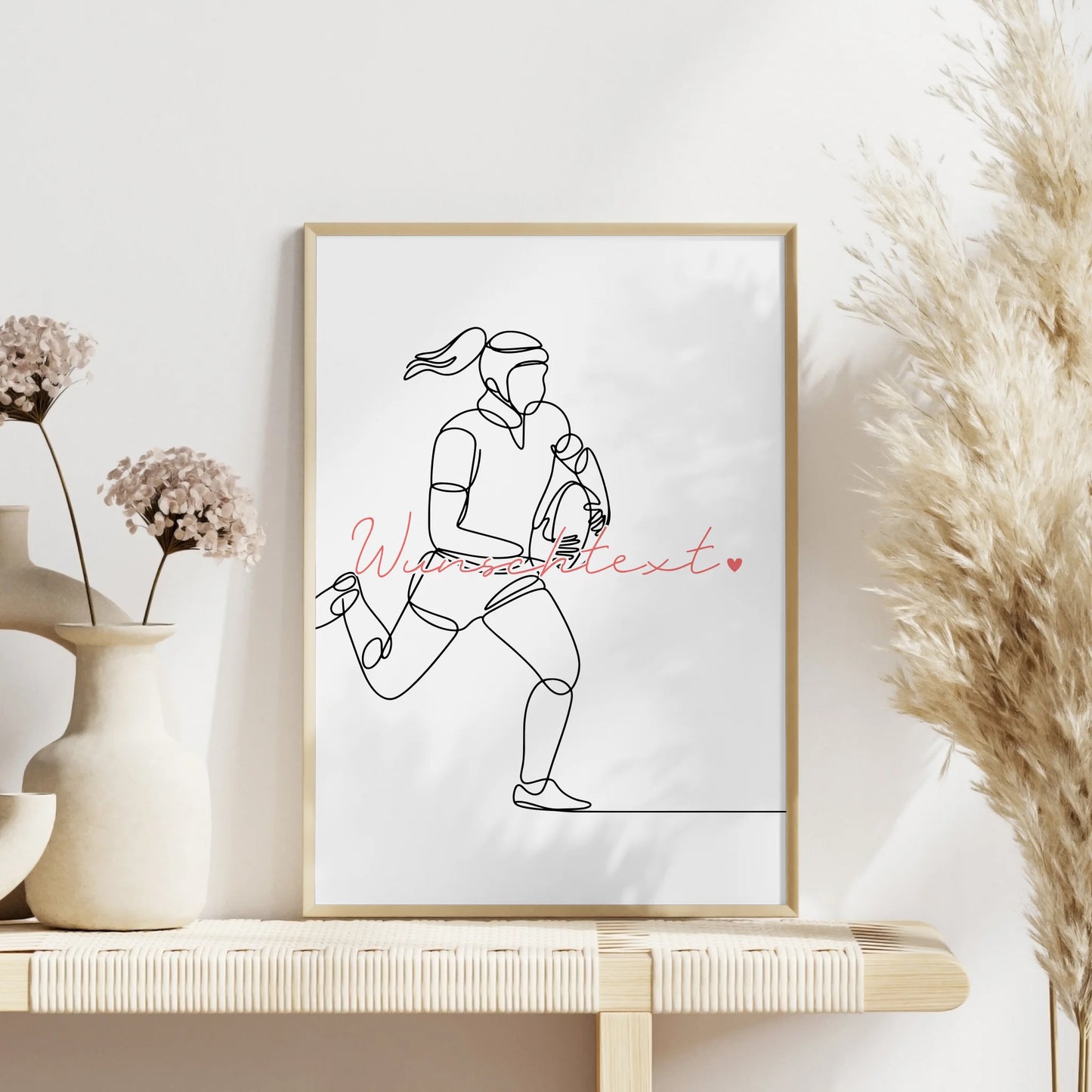 Personalisiertes Poster Lineart Rugby Geschenk Tochter & Schwester für Rugbyspieler Rugbyspielerin rugby