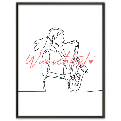 Lineart Poster Personalisiert Saxophon Geschenk Tochter & Schwester für Saxophonist Saxophonistin saxophone