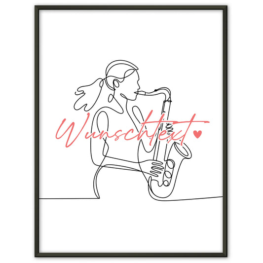 Lineart Poster Personalisiert Saxophon Geschenk Tochter & Schwester für Saxophonist Saxophonistin saxophone