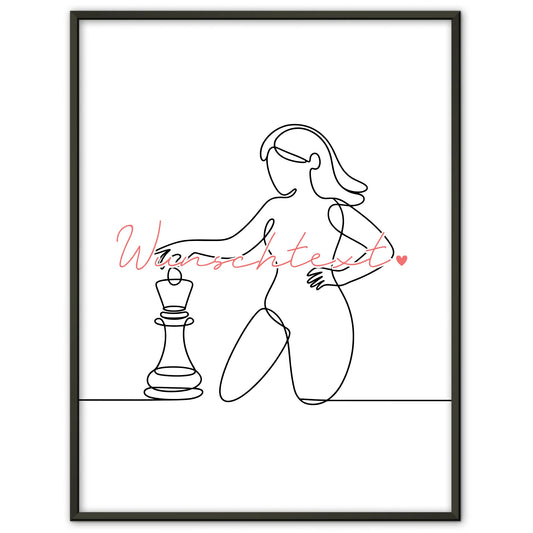 Lineart Poster Schach Geschenk Tochter & Schwester für Schachspieler Schachspielerin Chess