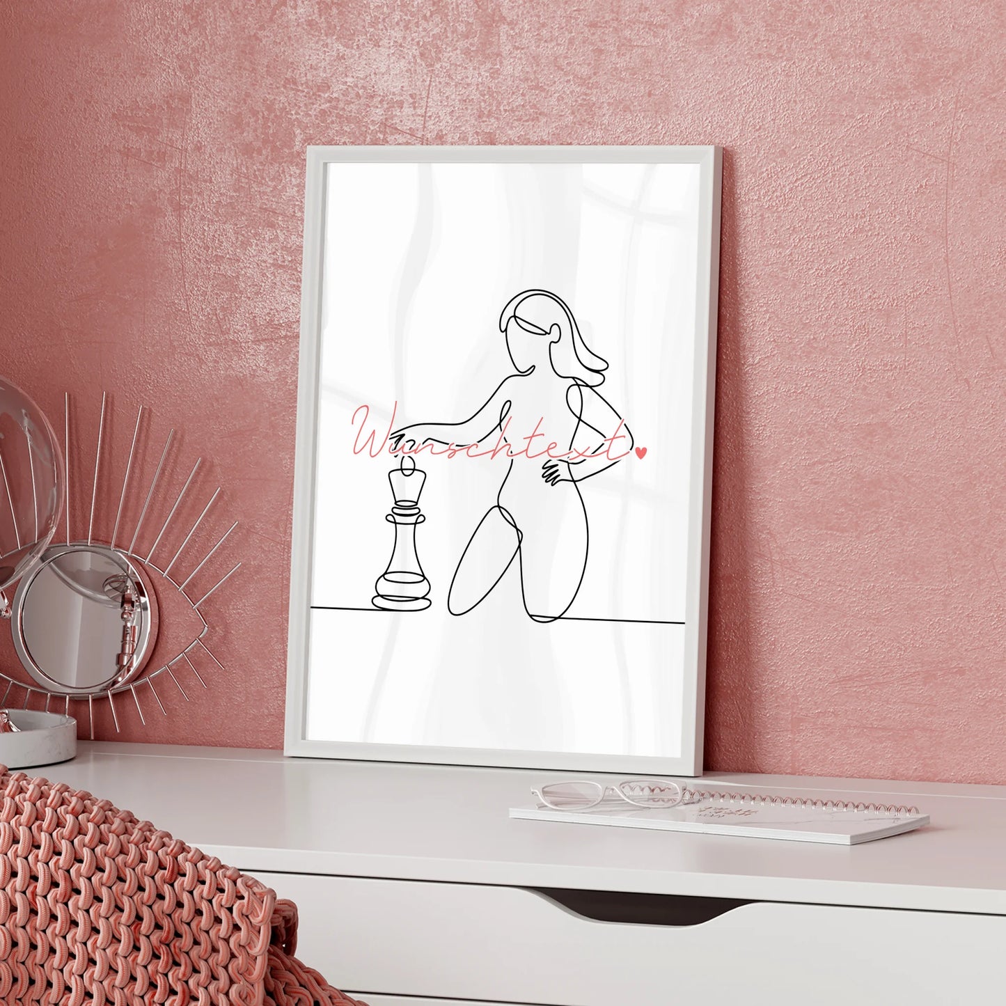 Lineart Poster Schach Geschenk Tochter & Schwester für Schachspieler Schachspielerin Chess