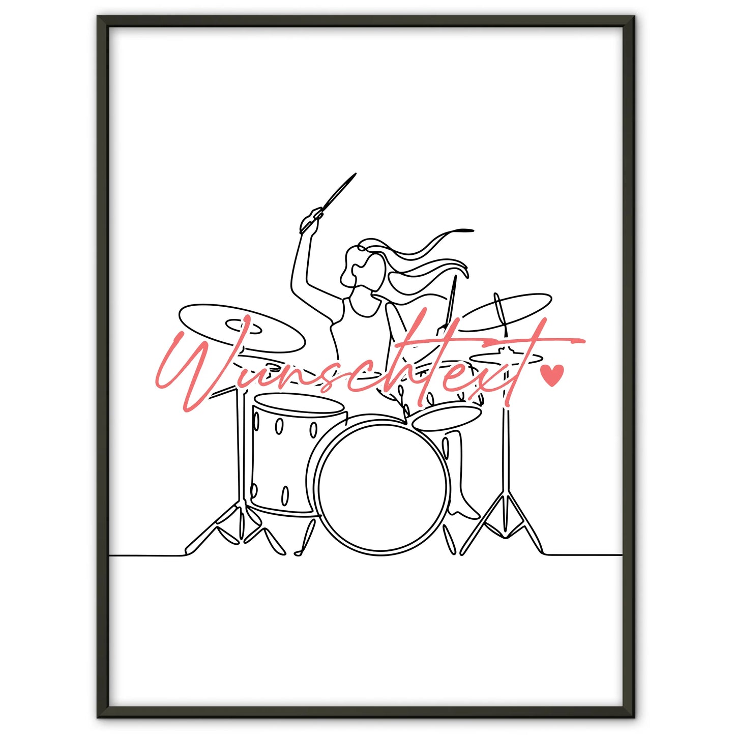 Personalisiertes Poster Lineart Schlagzeug Geschenk Tochter & Schwester für Schlagzeuger Schlagzeugerin Drums