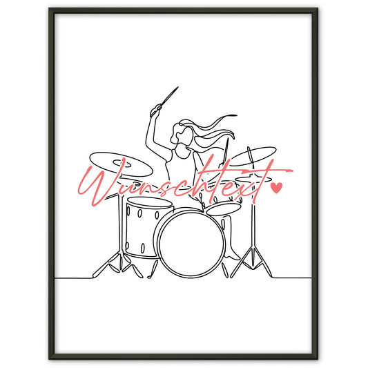 Personalisiertes Poster Lineart Schlagzeug Geschenk Tochter & Schwester für Schlagzeuger Schlagzeugerin Drums