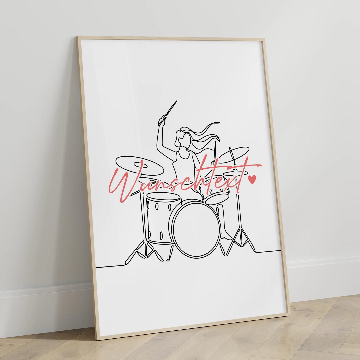 Personalisiertes Poster Lineart Schlagzeug Geschenk Tochter & Schwester für Schlagzeuger Schlagzeugerin Drums
