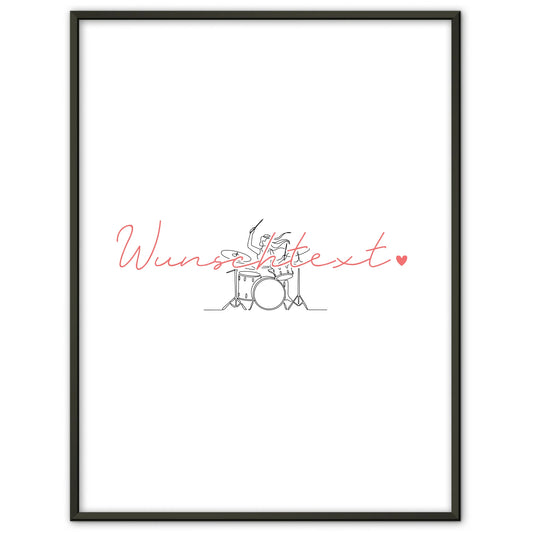 Lineart Poster Personalisiert Schlagzeug Geschenk Tochter & Schwester für Schlagzeuger Schlagzeugerin Drums