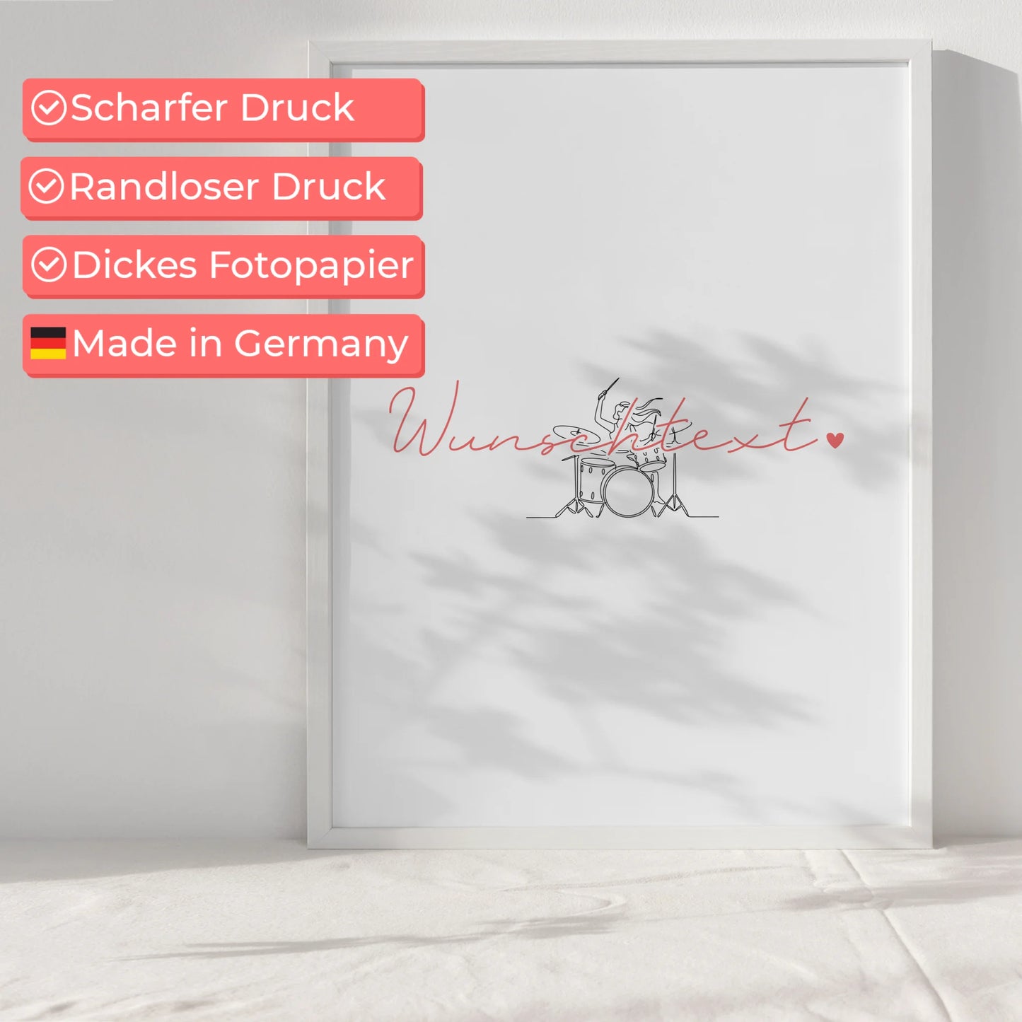 Lineart Poster Personalisiert Schlagzeug Geschenk Tochter & Schwester für Schlagzeuger Schlagzeugerin Drums