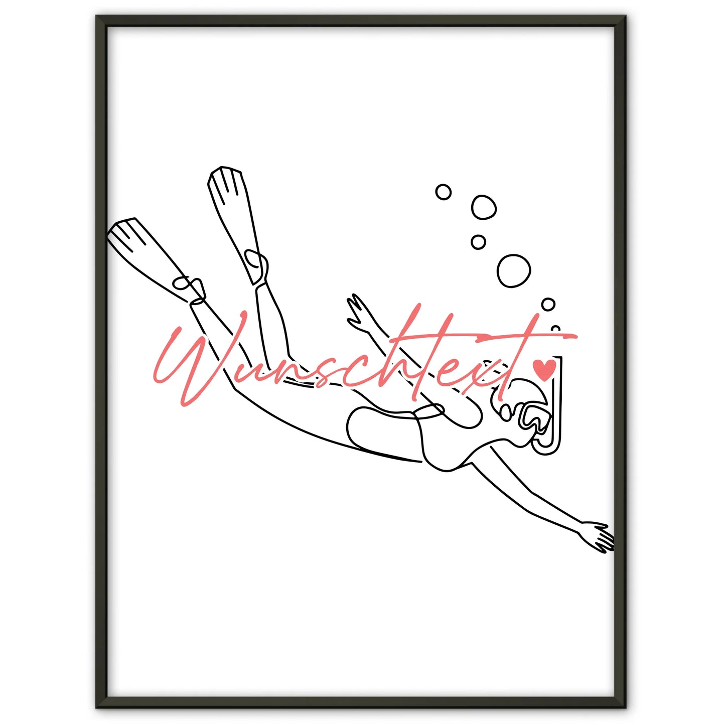 Lineart Poster Schnorcheln Geschenk Tochter & Schwester für Schnorchler Schnorchlerin Snorkeling