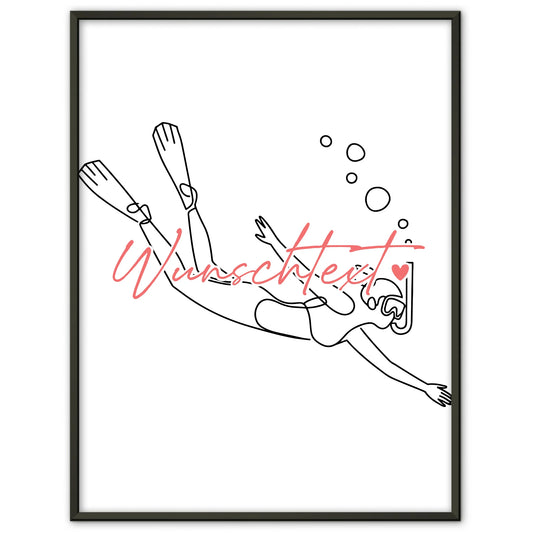 Lineart Poster Schnorcheln Geschenk Tochter & Schwester für Schnorchler Schnorchlerin Snorkeling