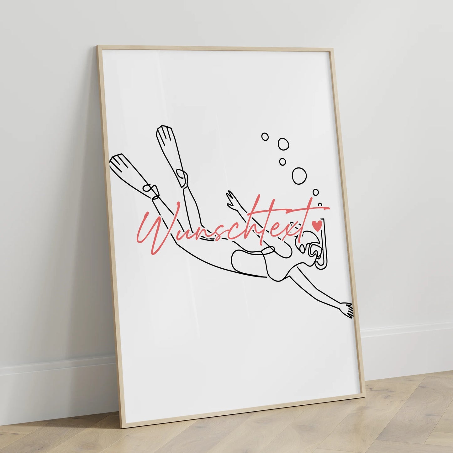 Lineart Poster Schnorcheln Geschenk Tochter & Schwester für Schnorchler Schnorchlerin Snorkeling