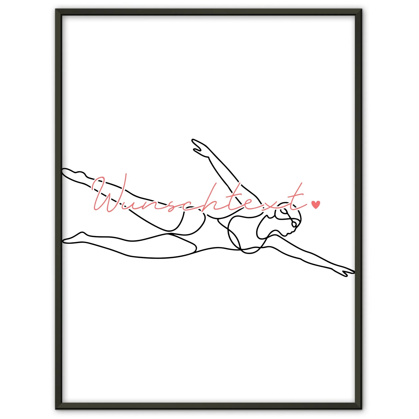 Personalisiertes Poster Lineart Schwimmen Geschenk Tochter & Schwester für Schwimmer Schwimmerin To swim