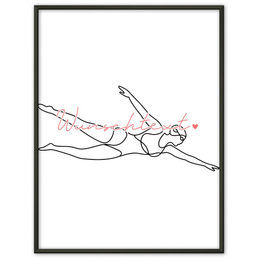 Personalisiertes Poster Lineart Schwimmen Geschenk Tochter & Schwester für Schwimmer Schwimmerin To swim