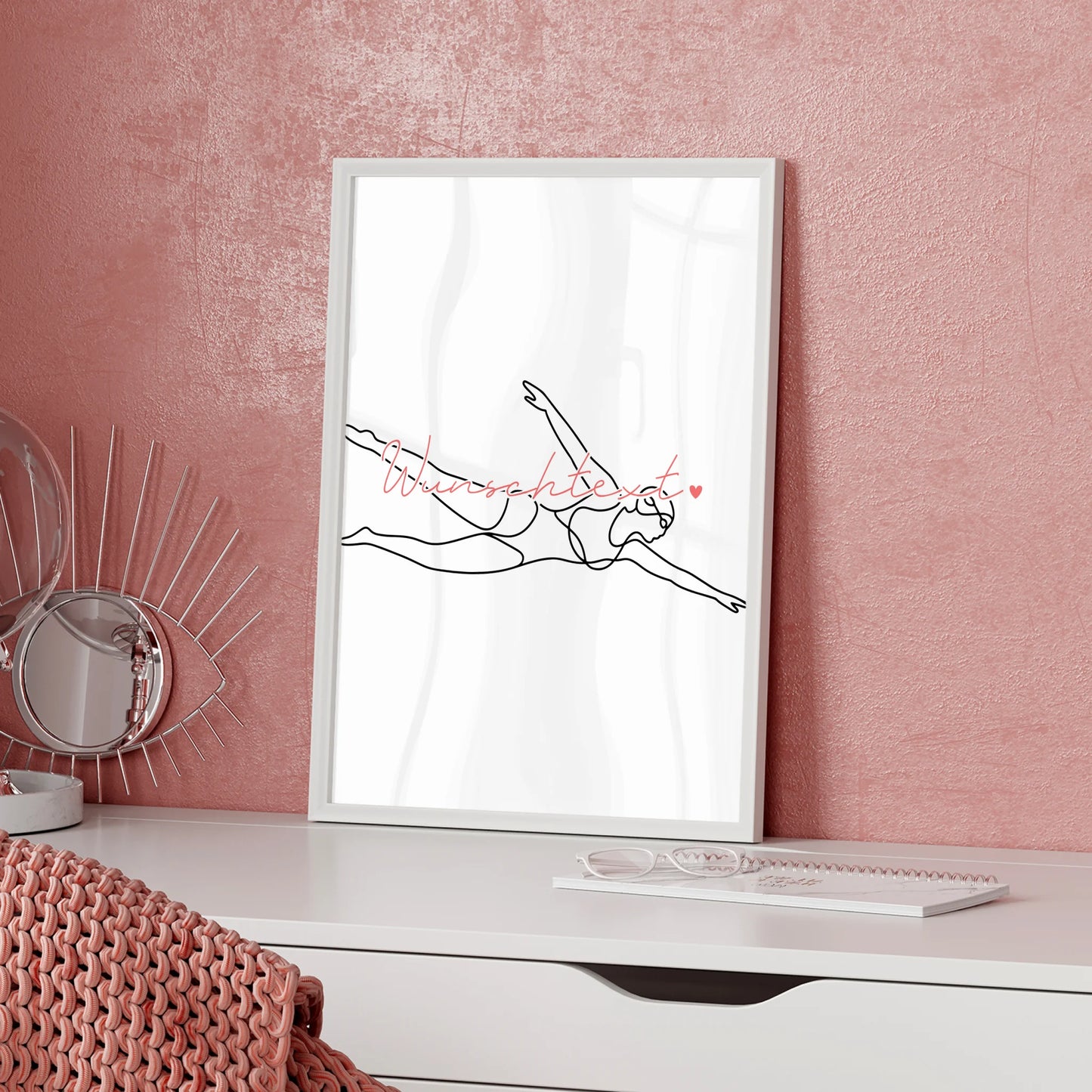 Personalisiertes Poster Lineart Schwimmen Geschenk Tochter & Schwester für Schwimmer Schwimmerin To swim