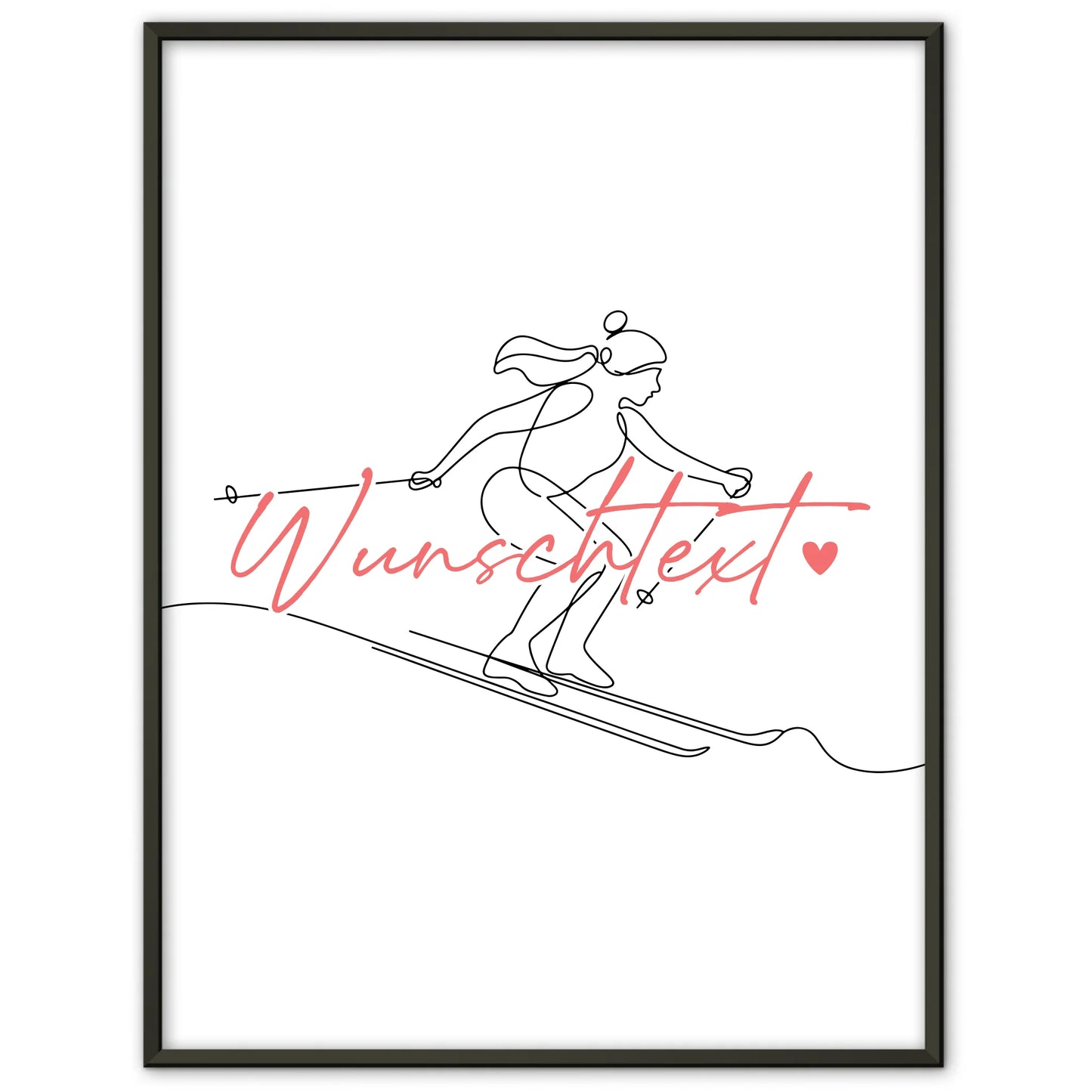 Lineart Poster Personalisiert Skifahren Geschenk Tochter & Schwester für Skifahrer Skifahrerin To ski
