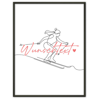 Lineart Poster Personalisiert Skifahren Geschenk Tochter & Schwester für Skifahrer Skifahrerin To ski