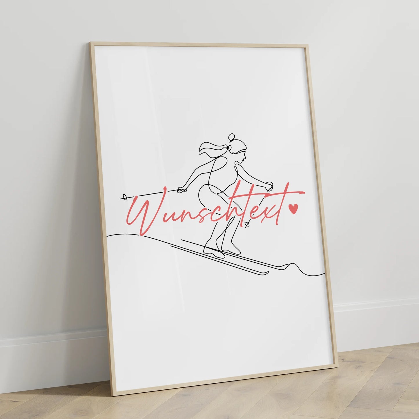 Lineart Poster Personalisiert Skifahren Geschenk Tochter & Schwester für Skifahrer Skifahrerin To ski