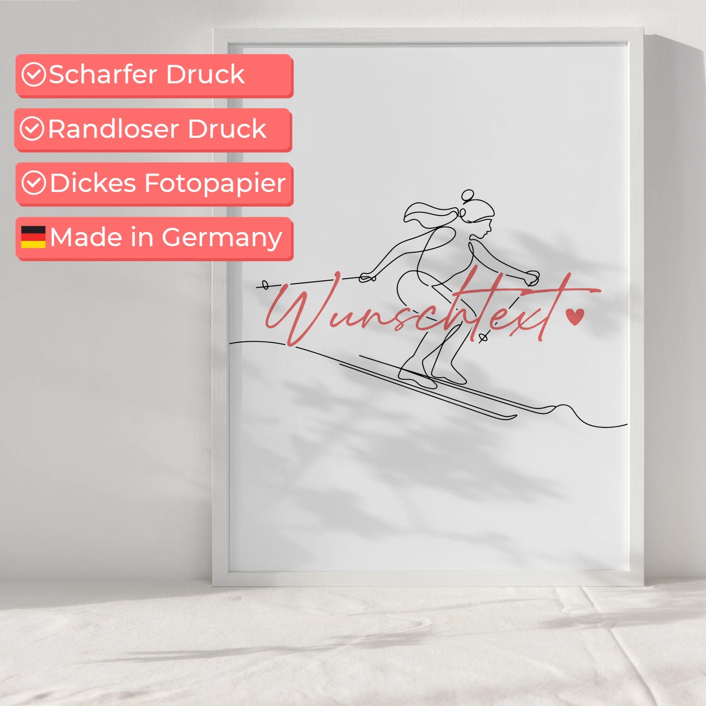 Lineart Poster Personalisiert Skifahren Geschenk Tochter & Schwester für Skifahrer Skifahrerin To ski