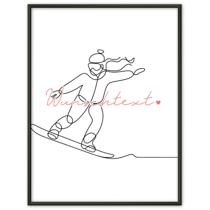 Lineart Poster Snowboarden Geschenk Tochter & Schwester für Snowboarder Snowboarderin Snowboarding