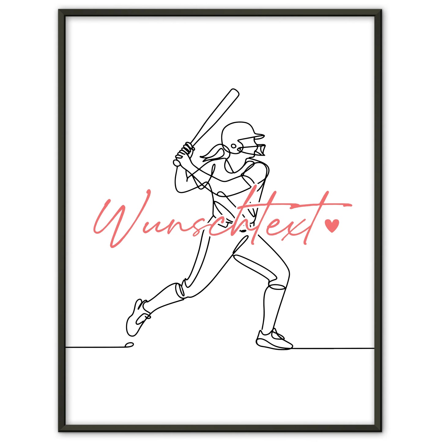 Personalisiertes Poster Lineart Softball Geschenk Tochter & Schwester für Softballspieler Softballspielerin Softball