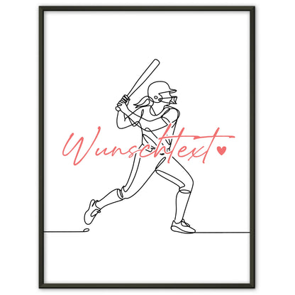 Personalisiertes Poster Lineart Softball Geschenk Tochter & Schwester für Softballspieler Softballspielerin Softball