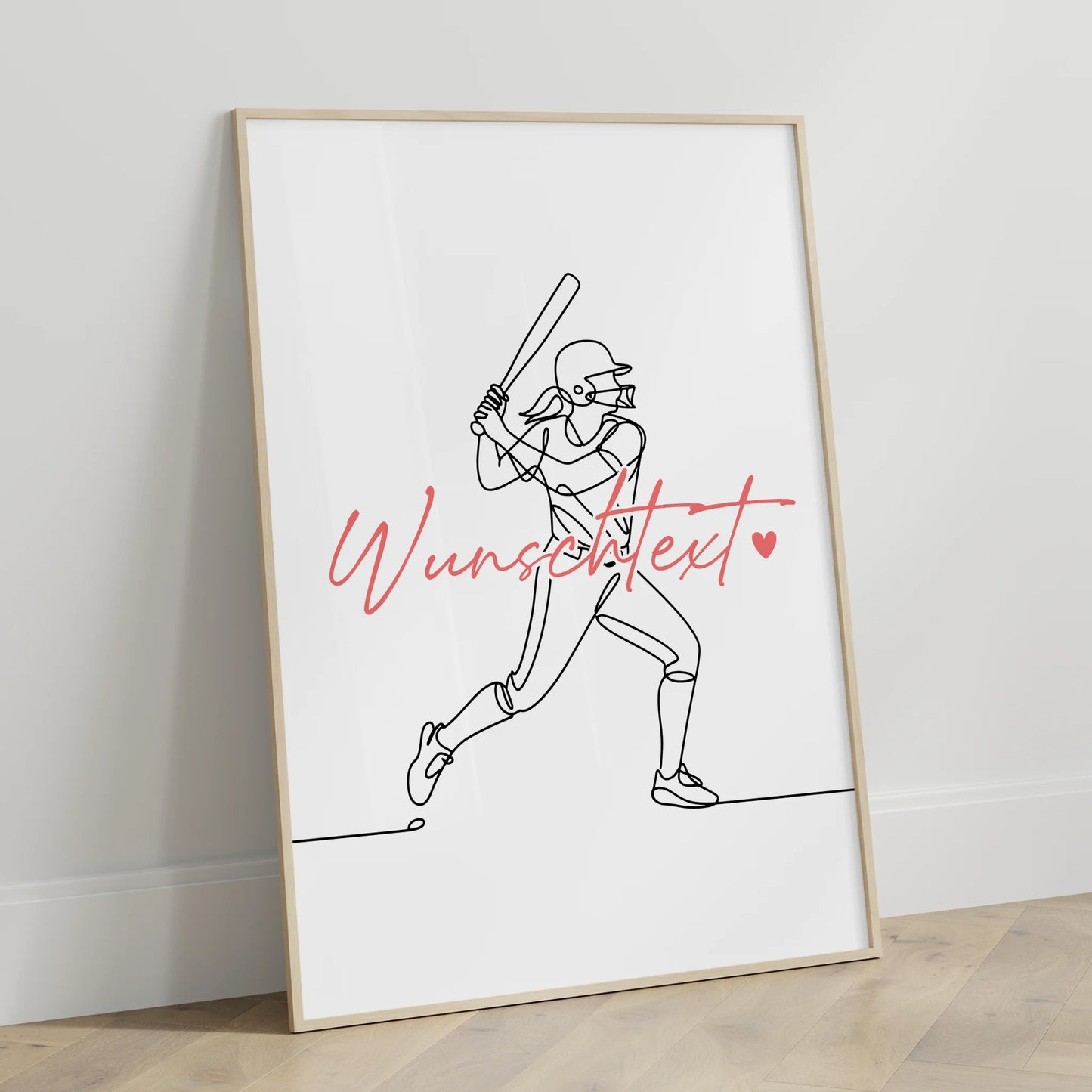 Personalisiertes Poster Lineart Softball Geschenk Tochter & Schwester für Softballspieler Softballspielerin Softball
