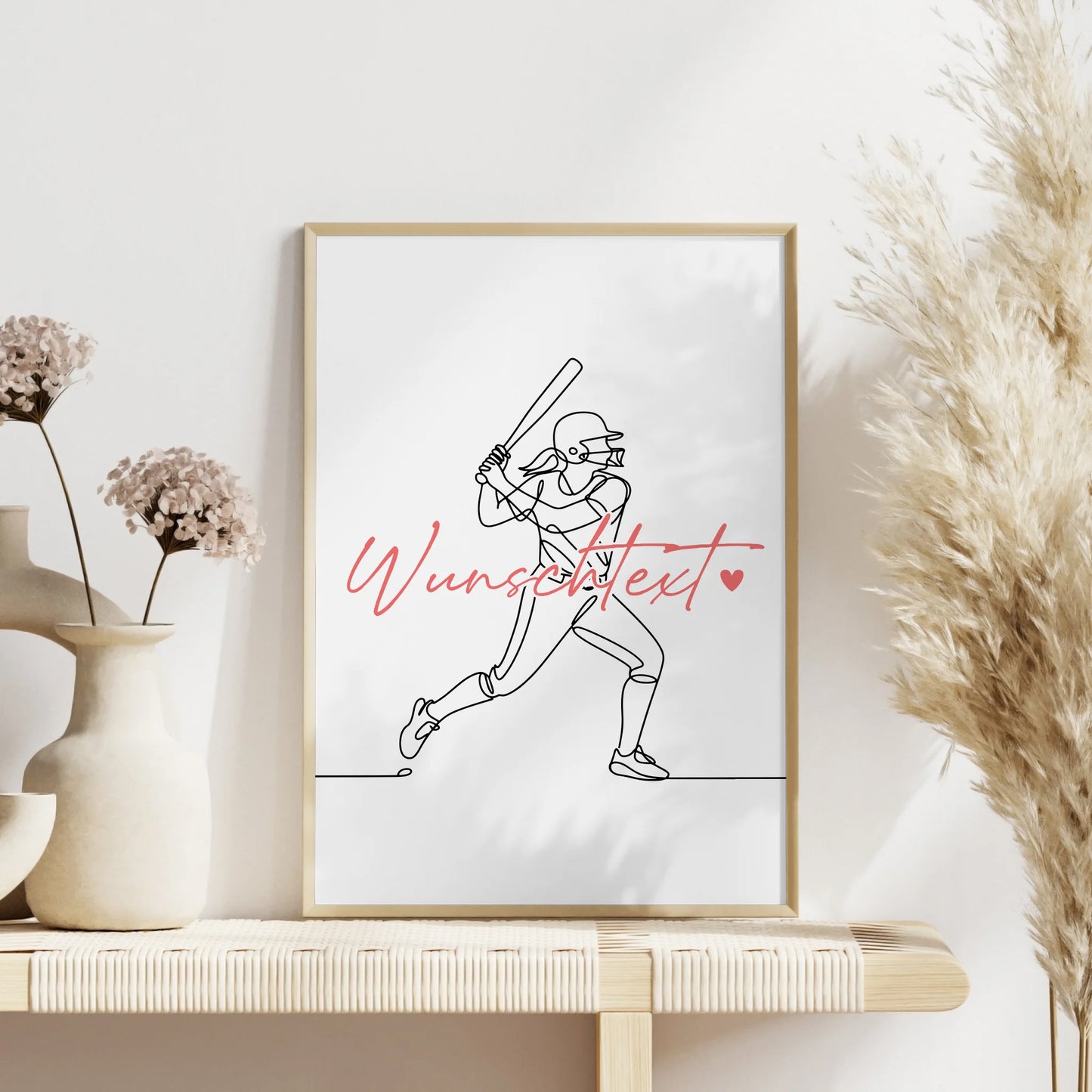 Personalisiertes Poster Lineart Softball Geschenk Tochter & Schwester für Softballspieler Softballspielerin Softball
